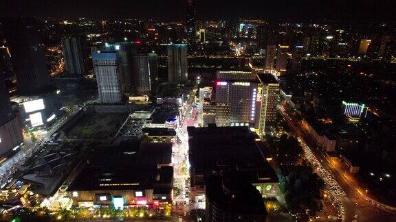 昆明城市夜景交通灯光航拍