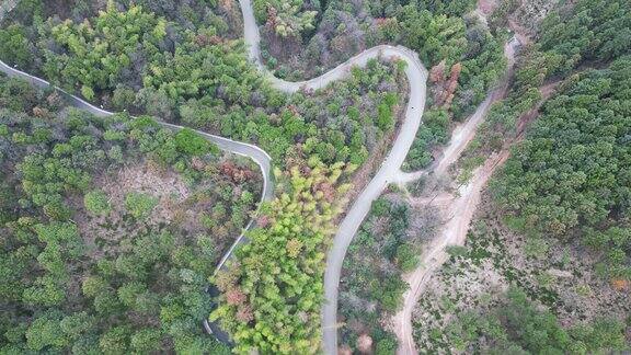 俯拍蜿蜒盘山公路4K航拍