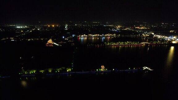 河南开封城市夜景灯光航拍