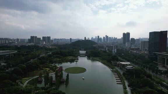 广东佛山千灯湖城市公园航拍