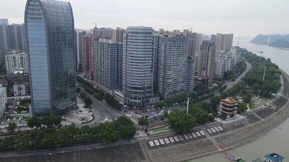 航拍湖北宜昌中国建设银行西陵一路