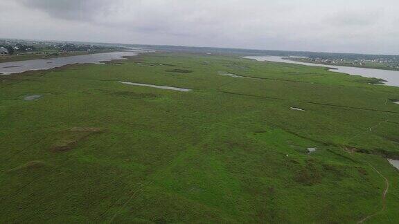 航拍湖南岳阳汨罗市国家湿地公园