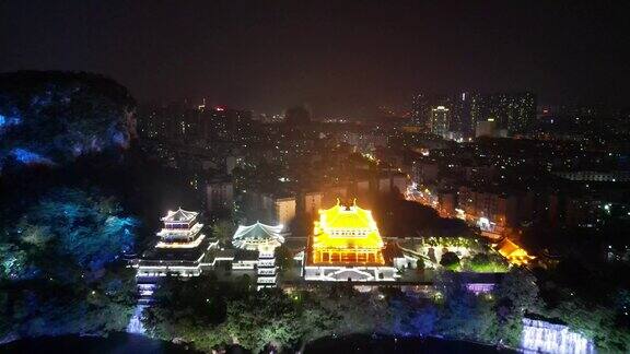 航拍广西柳州夜景