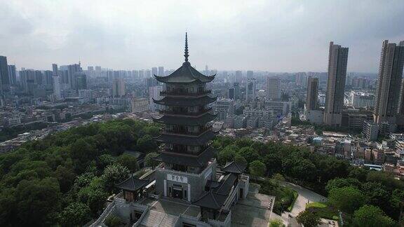 广东佛山魁星阁地标建筑航拍