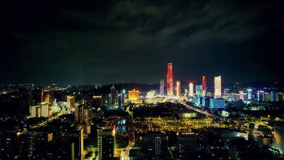 广东东莞城市夜景灯光航拍 