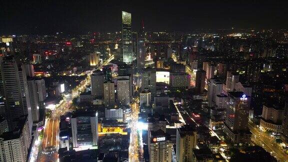航拍云南昆明城市夜景