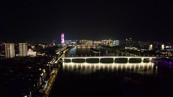 广西柳州城市夜景航拍