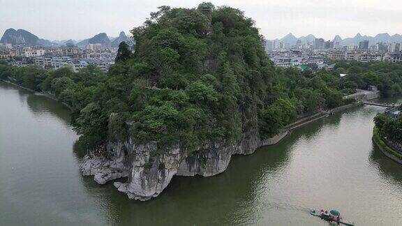 航拍广西桂林象鼻山5A景区