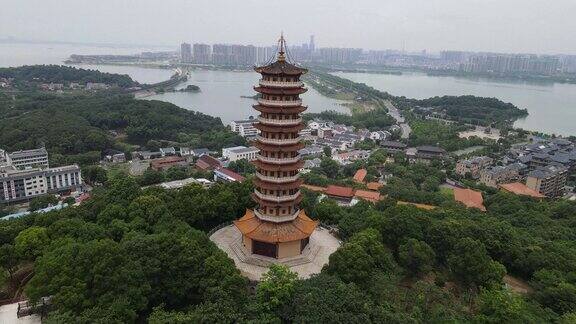 航拍湖南岳阳圣安寺