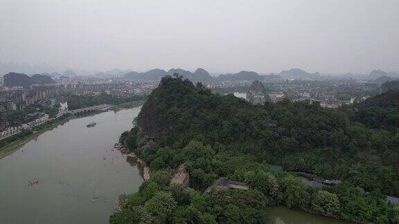 广西桂林叠彩山景区航拍