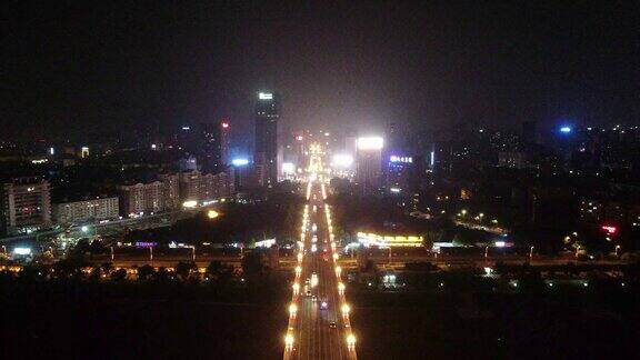 航拍湖南株洲大桥夜景