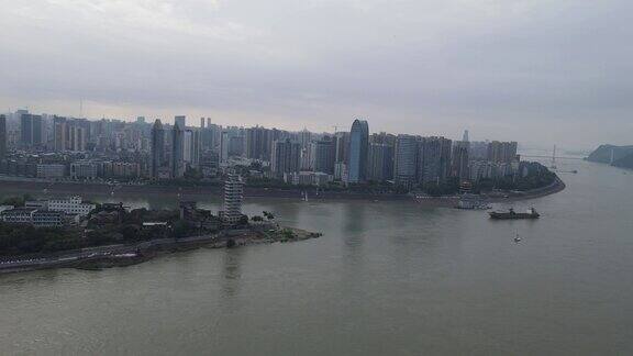 湖北宜昌CBD城市高楼航拍