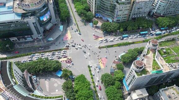 航拍广西桂林城市大道交通建筑