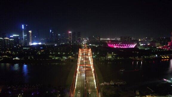 广东佛山城市夜景灯光航拍