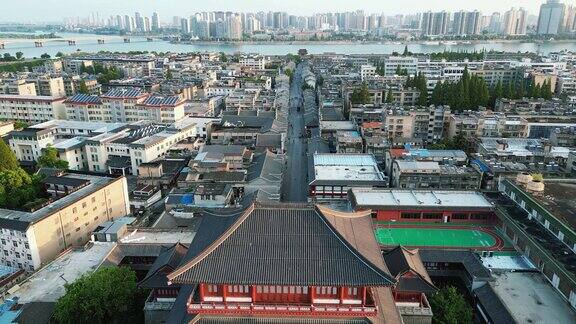 航拍湖北襄阳古城4A景区