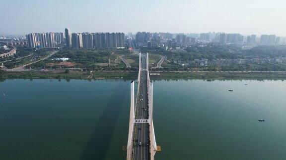 湘潭湘江三桥交通航拍