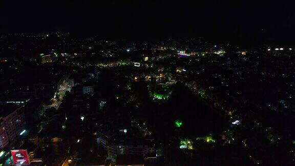 航拍广西桂林城市地标夜景