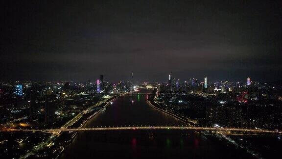 广州珠江夜景航拍