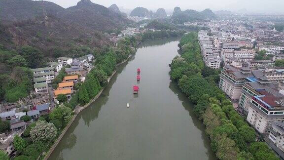 航拍广西桂林两江四湖5A景区