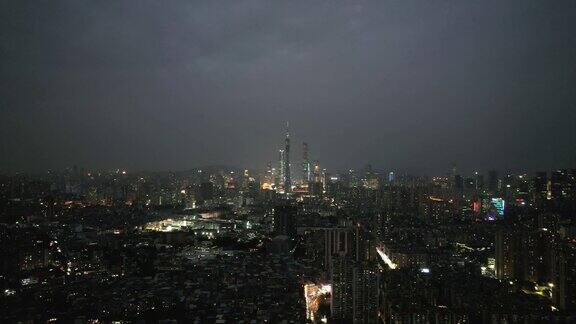 广州城市夜景灯光航拍