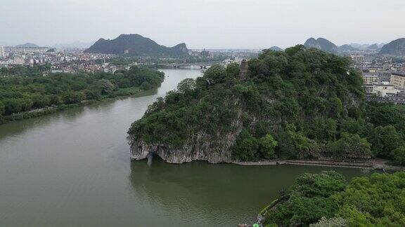 广西桂林象鼻山5A景区航拍