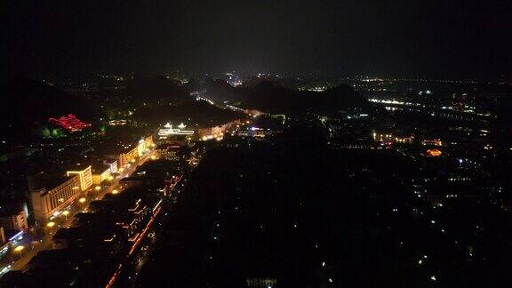 广西桂林城市建设桂林夜景航拍