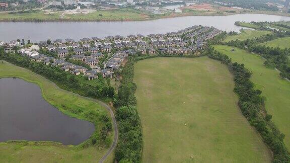 航拍湖南岳阳湘阴洋沙湖生态体育公园