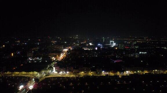 湖南湘潭夜景航拍