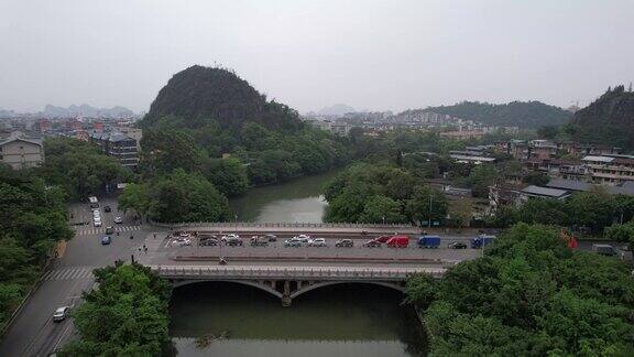 广西桂林城市大景航拍 