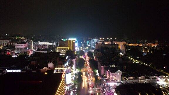 广西桂林正阳步行街夜景航拍