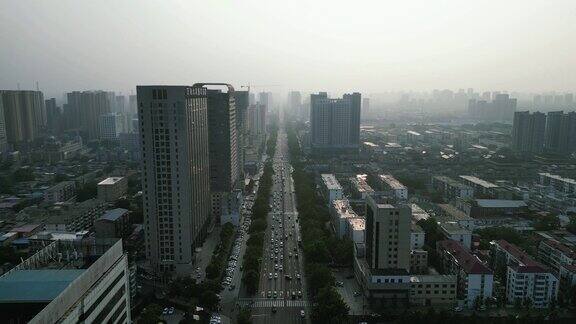 河北邯郸城市建设高楼交通航拍