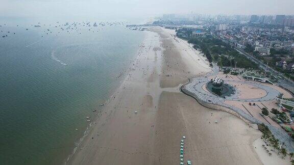 大海海洋沙滩广西北海银滩航拍