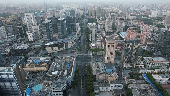 城市清晨空旷安静的城市航拍石家庄