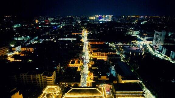 河南许昌城市夜景交通航拍