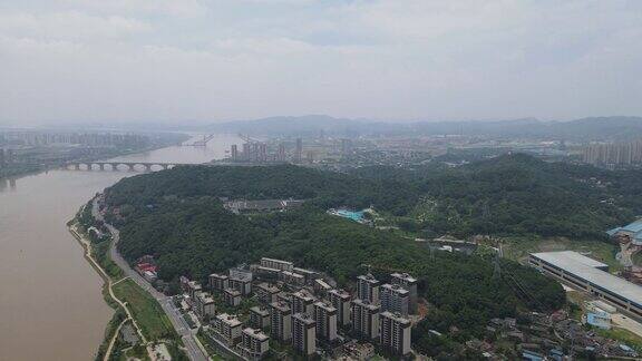 航拍湖南株洲城市建设