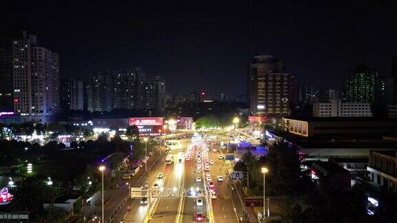 湖北襄阳城市夜景航拍