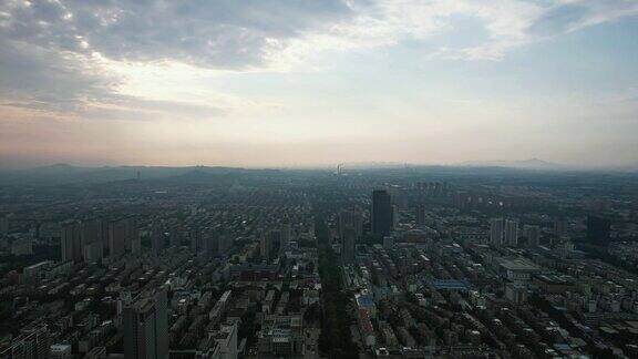 高空俯瞰城市航拍淄博