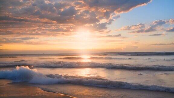 大海海浪日出日落