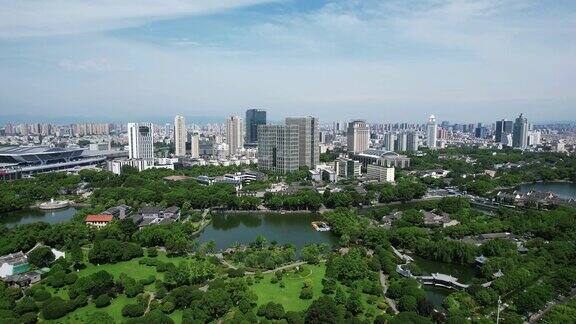 浙江宁波天一阁月湖公园航拍 