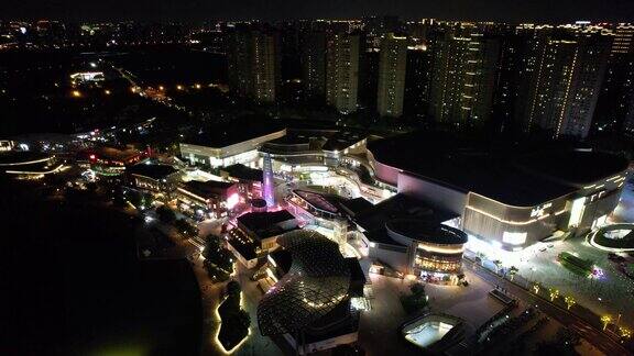 江苏无锡城市夜景灯光航拍