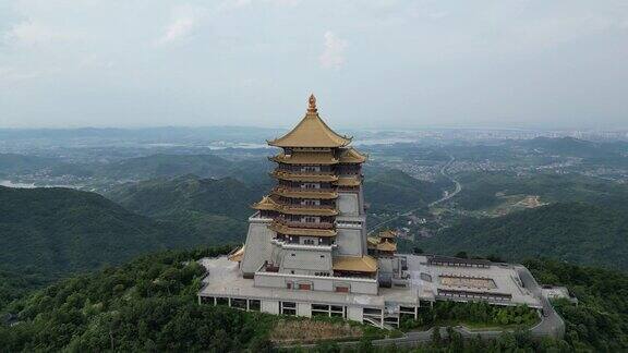 航拍湖北黄石东方山风景区东昌阁