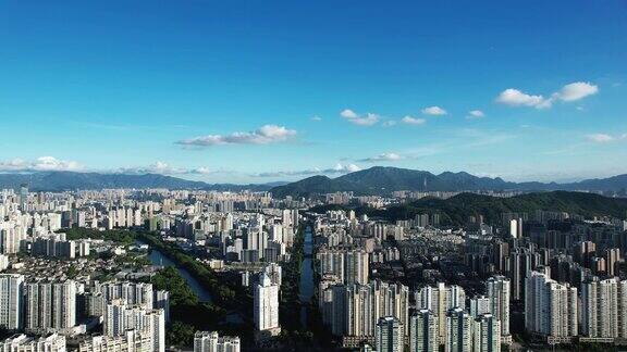 浙江温州城市建设蓝天白云航拍