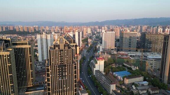 航拍湖南怀化城市建设城市大景