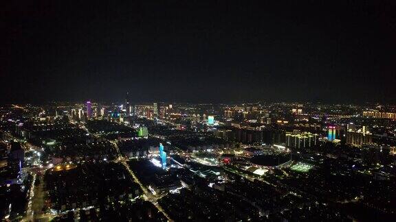 宁波城市大景夜景灯光航拍