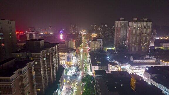 河南新乡城市夜景航拍移动延时