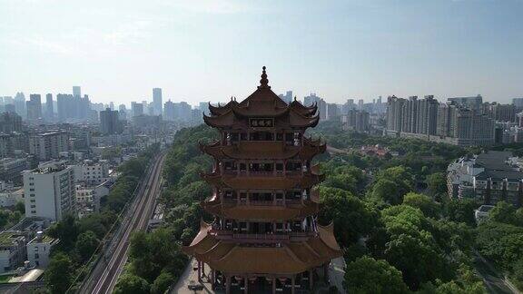 航拍湖北武汉城市风光 