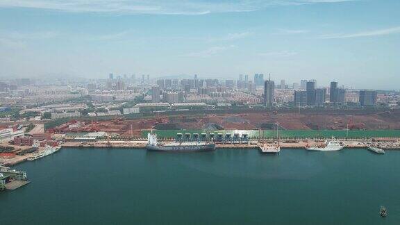 海边港口码头进出口贸易航拍日照港口 