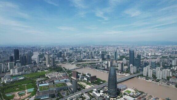 浙江宁波城市大景航拍城市风光