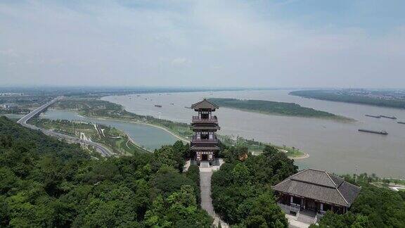 航拍湖北鄂州西山风景区