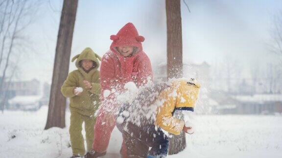 打雪仗/童年玩雪/孩子玩雪/4K高清